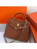 Hermes Kelly 25cm/28cm/32cm Togo Leather Bag Brown(Gold Hardware)