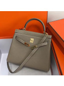 Hermes Kelly 25cm/28cm/32cm Togo Leather Bag Grey(Gold Hardware)