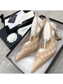 Chanel Beads Heel Slingback Pumps 65mm Nude 2020