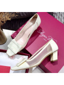 Roger Vivier Patent Calfskin & Mesh Belle Vivier Net Pumps White 2020