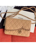 Chanel Quilted Lambskin Tassel Wallet on Chain WOC AP0278 Nude 2019