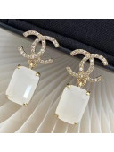 Chanel Crystal Short Earrings Stone White 2021