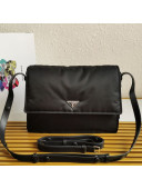 Prada Large Padded Nylon Shoulder Bag 1BD256 Black 2020