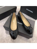 Chanel Black Lambskin Leather Ballerinas With Patent Leather Toe 2019