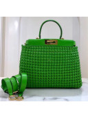 Fendi Peekaboo ICONIC Medium Interlace Bag In Green Leather 2020