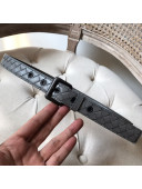 Bottega Veneta Intreccio Lambskin 25mm Belt with Square Buckle Grey 2019