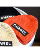 Chanel Knit Hat with Logo Label Charm Orange 2021