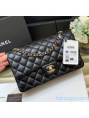 Chanel Quilted Lambskin Medium Classic Flap Bag A01112 Original Quality Black/Silver 2021 