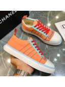 Chanel Striped Canvas Sneakers CCS01 Orange 2021