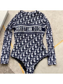 Dior Oblique Long Sleeve Swimwear Blue 2021