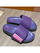 Louis Vuitton Leather LV Sunset Flat Comfort Slide Sandals Purple 2021