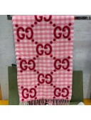 Gucci GG Jacquard Check Wool Scarf 35x240cm Pink 2021