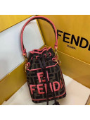 Fendi Roma Amor FF Fabric Mon Tresor Mini Bucket Bag Brown/Pink 2019