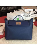 Hermes Original Togo And Swift Leather Kelly 24/24 Bag Royal Blue 2018 (Silver Hardware)