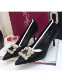 Roger Vivier Silk Flower Strass Pumps With 7cm Heel Black 2020