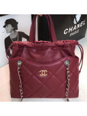 Chanel Quilted Lambskin Drawing Shopping Bag AS0986 Red 2019