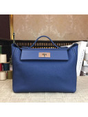 Hermes Original Togo And Swift Leather Kelly 24/24 Bag Blue 2018 (Silver Hardware)