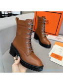 Hermes Calfskin Bridge Ankle Boot With 7cm Heel Brown 2020