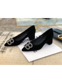 Balenciaga Crystal BB Velvet Pumps 4.5cm Black 2019