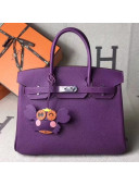 Hermes Original Togo Leather Birkin 25/30/35 Handbag Purple (Silver-tone Hardware)