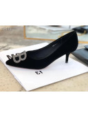 Balenciaga Crystal BB Velvet Pumps 6cm Black 2019