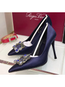 Roger Vivier Silk Flower Strass Pumps With 10cm Heel Blue 2020