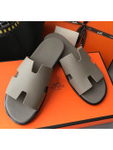 Hermes Izmir Sandal For Men in Epsom Calfskin Grey 01 2020 (Handmade)