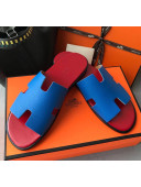 Hermes Izmir Sandal For Men in Epsom Calfskin Blue/Red 2020 (Handmade)