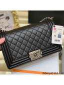 Chanel Quilted Original Incas Calfskin Leather Medium Boy Flap Bag Black/Silver (Top Quality)