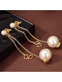 Valentino VLogo Pearl Long Earrings White/Gold 2021