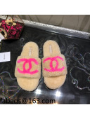 Chanel CC Wool Flat Slide Sandals Apricot 2021