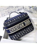 Dior DiorTravel Vanity Case Bag in Blue Oblique Embroidered Velvet 2020