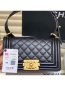 Chanel Quilted Original Lambskin Leather Small Boy Flap Bag Black/Gold (Top Quality)