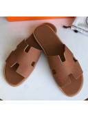 Hermes Izmir Sandal For Men in Togo Calfskin Brown 2020 (Handmade)