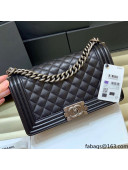 Chanel Quilted Original Haas Caviar Leather Medium Boy Flap Bag Black/Silver(Top Quality)