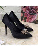 Dolce&Gabbana DG Silk Crystal Bow Pumps 10.5cm Black 2021