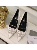 Balenciaga Silk Crystal BB Knife Pump 8cm White 2021