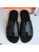 Hermes Izmir Sandal For Men in Calfskin All Black 2020 (Handmade)