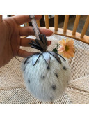 Fendi Mink Fur Strawberry Pom-Pom Bag Charm Light Blue 2019