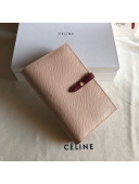 Celine Palm-Grained Leather Passport Wallet Pink/Burgundy 2022 