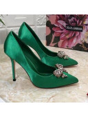 Dolce&Gabbana DG Silk Crystal Bow Pumps 10.5cm Green 2021