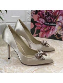 Dolce&Gabbana DG Silk Crystal Bow Pumps 10.5cm Apricot 2021