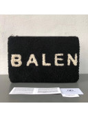 Balenciaga Shearling Small Pouch With Zipper Black 2017