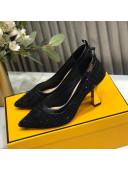 Fendi Colibri Crystal Fabric Pumps 8.5cm Black 2020