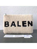 Balenciaga Shearling Small Pouch With Zipper White 2017