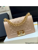 Chanel Quilted Original Haas Caviar Leather Small Boy Flap Bag Nude Pink/Gold (Top Quality)