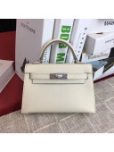 Hermes Mini Kelly 2 Handbag in Original Epsom Leather White (Half Handmade)