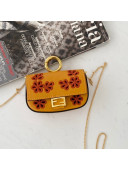 Fendi Nano Baguette Charm in Embroidered Leather Orange 2022