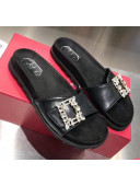 Roger Vivier Slidy Viv' Mini Broche Vivier Mules Sandals Black 2020