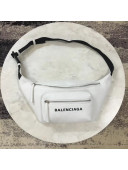 Balen...ga Calfskin Logo Print Medium Belt Bag White 2018